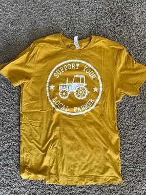 Bella Canvas Mustard Yellow "Support Your Local Farmer" Short Sleeve Tee